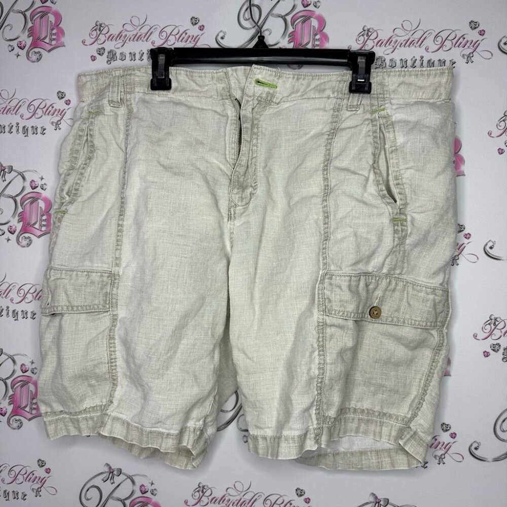 Tommy bahama shorts men’s linen light wash grey cream 2 extra buttons wooden